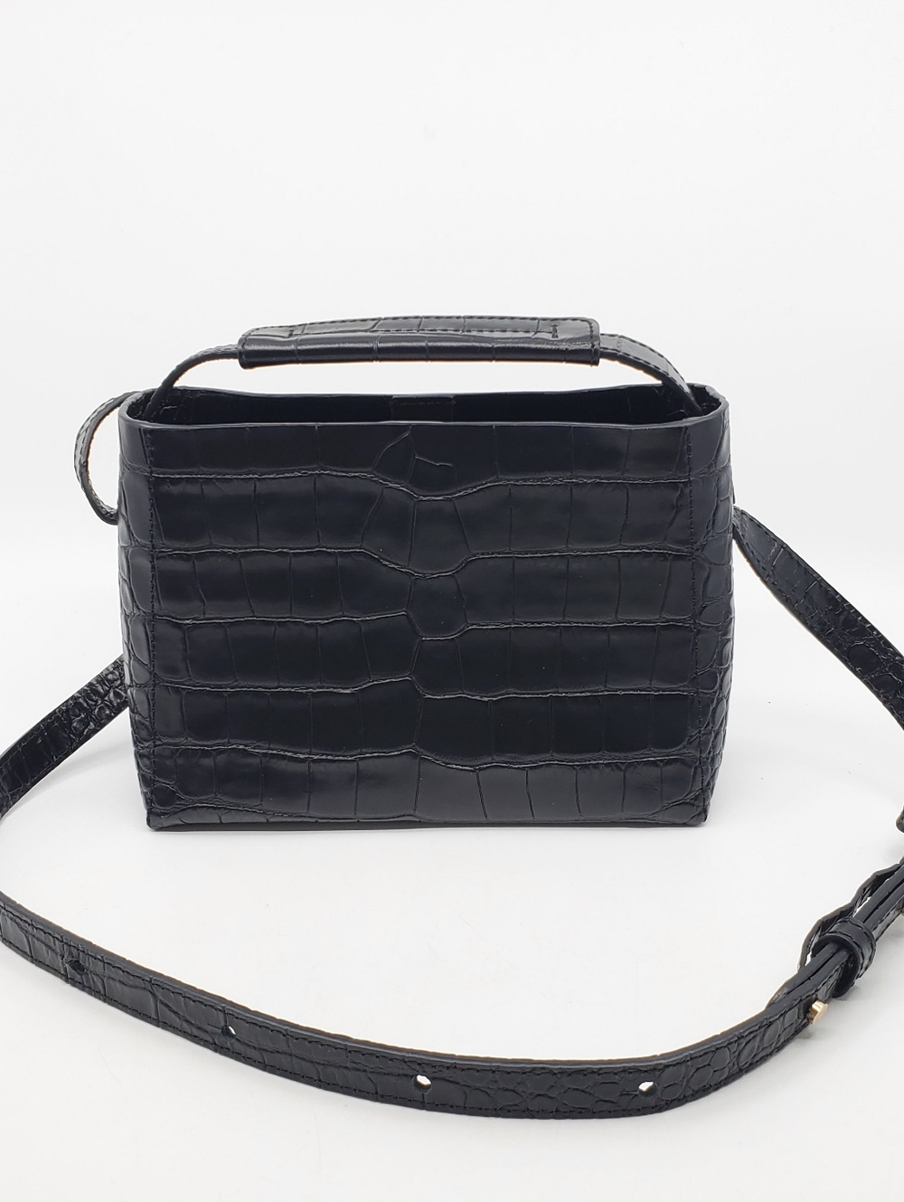 Flattered Top Handle Croc Embossed Crossbody Bag